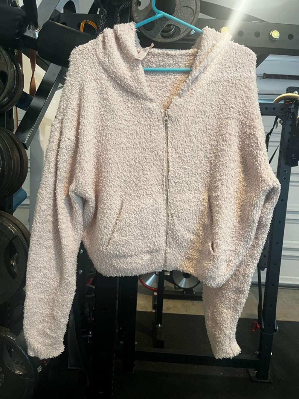 SKIMS Plush Sherpa Zip Hoodie in Light Blush